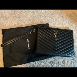 YSL Saint Laurent logo Maletasse chevron A5 clutch